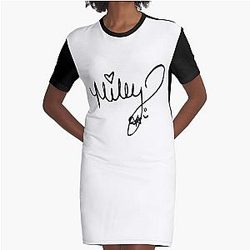 Miley Cyrus autograph Graphic T-Shirt Dress