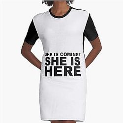miley cyrus she is coming? she is here| Perfect Gift|miley cyrus gift Graphic T-Shirt Dress
