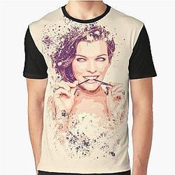 Milla Jovovich splatter painting T-shirt