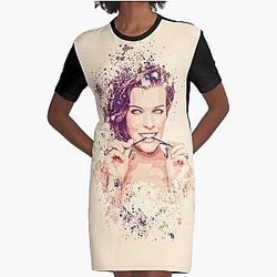 Milla Jovovich splatter painting tee