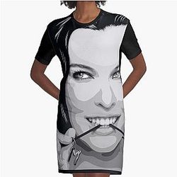 Milla Jovovich Graphic T-Shirt Dress