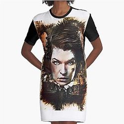 Milla Jovovich Custom Digital Artwork T-Shirt Dress