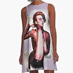 Milla Jovovich Red A-Line Dress