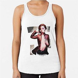 Milla Jovovich Red Jacket Racerback Tank