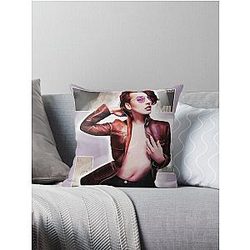 Milla Jovovich Red Jacket Throw Pillow
