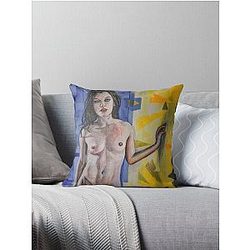 Portrait of Milla Jovovich Throw Pillow