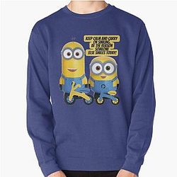 Minions Sudaderas - Mantén la calma y cuidado en la sonrisa Minions Regalos Pullover Sudadera RB2709