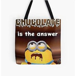 Minions Bags - Funny Minions Is Hungry And Eating Chocolate Gifts All Over Print Tote Bag RB2709
