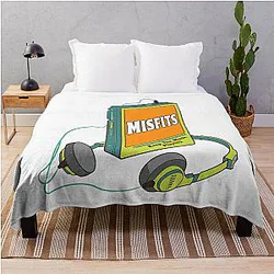 Misfits Retro Walkman Design Retro Music Art Throw Blanket