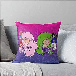 Jem and the Holograms vs the Misfits Throw Pillow