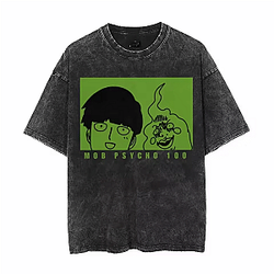 Mob & Dimple Green Box PTTT1404 Washed  Mob Psycho 100 T-Shirts