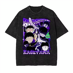 Kageyama Purple Lightning Vintage PTTT1404 Washed  Mob Psycho 100 T-Shirts