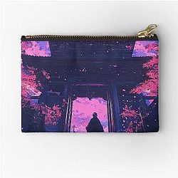 Cherry Blossom Moonrise at Ancient Japanese Temple Zipper Pouch