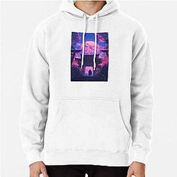 Cherry Blossom Moonrise at Ancient Japanese Temple Pullover Hoodie