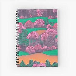 Shadows in the Forest - Mystical Moonrise - Japanese landscape Spiral Notebook
