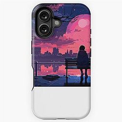 Lonely Anime Moonrise iPhone Tough Case