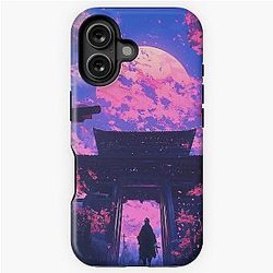 Cherry Blossom Moonrise at Ancient Japanese Temple iPhone Tough Case