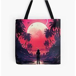 Anime Lonely Moonrise All Over Print Tote Bag