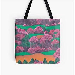 Shadows in the Forest - Mystical Moonrise - Japanese landscape All Over Print Tote Bag