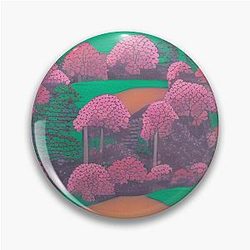 Shadows in the Forest - Mystical Moonrise - Japanese landscape Pin