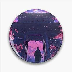 Cherry Blossom Moonrise at Ancient Japanese Temple Pin