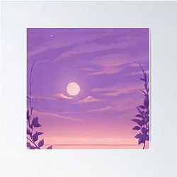 Pastel Moonrise Poster