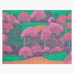 Shadows in the Forest - Mystical Moonrise - Japanese landscape Jigsaw Puzzle