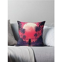 Anime Lonely Moonrise Throw Pillow