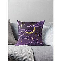 Moody Moonrise Throw Pillow