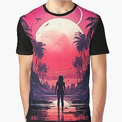 Anime Lonely Moonrise Graphic T-Shirt
