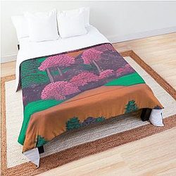 Shadows in the Forest - Mystical Moonrise - Japanese landscape Comforter