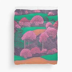 Shadows in the Forest - Mystical Moonrise - Japanese landscape Duvet Cover
