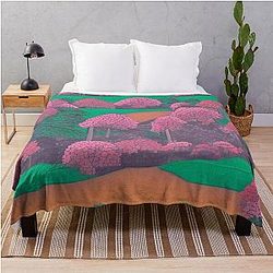 Shadows in the Forest - Mystical Moonrise - Japanese landscape Throw Blanket