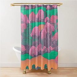 Shadows in the Forest - Mystical Moonrise - Japanese landscape Shower Curtain