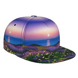 Moonrise Flower Sea Baseball Cap Adjustable Fashion Casual Dad Hats for Women Men Breathable Sun Hats Black