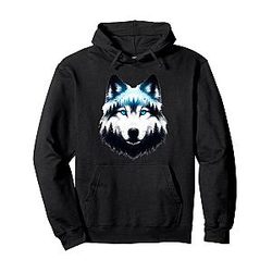 Forest Moonrise Blue Eyed Wolf Hoodie