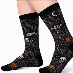 Gothic Pumpkin And Skull Morbid Podcast Socks