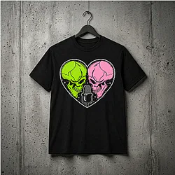 Morbid Podcast Pink and Green Skull Heart Microphone Graphic T-Shirt NTT1310 Morbid Podcast T-Shirts