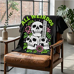 Morbid Podcast All Weirdos Welcome Skull and Floral Graphic T-Shirt NTT1310 Morbid Podcast T-Shirts