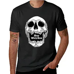 Morbid Podcast. Hey Weirdos skull T-Shirt Morbid Podcast T-Shirts