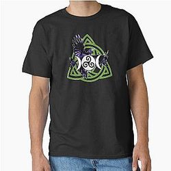 The Morrigan Triple Goddess Raven Witches Triple Moon with Triquetra Celtic Knot and Triskelion Green Variant Classic T-Shirt