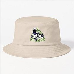 The Morrigan Triple Goddess Raven - Witches Triple Moon with Triquetra Celtic Knot and Triskelion Bucket Hat