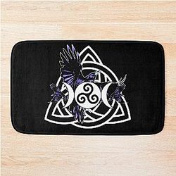 The Morrigan Triple Goddess Raven Witches Triple Moon with Triskelion Celtic Knot and Triquetra Bath Mat