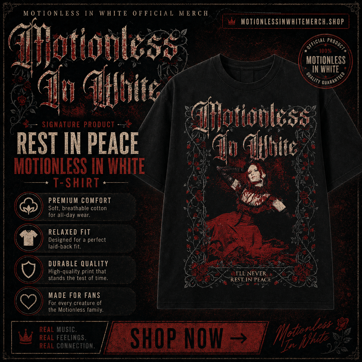 Rest In Peace DTNK2307 Motionless In White T-Shirt