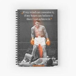 Muhammad Ali Quote Poster Red Light Leaks Spiral Notebook