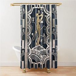 Muse with violin - Gold ornament Feher Jazz age Silver Shower Curtain