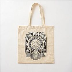 Muse Concert T-shit Design Radio Waves Grey-Black Cotton Tote Bag