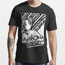 Mushoku Tensei T-Shirts - Mushoku Tensei Jobless Reincarnation -  Rudeus - Cool Awesome Design Essential T-Shirt RB2112 [ID8556]