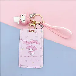 Sanrio My Melody Anime Card Holder Plastic Lanyard Card Holders Keychain