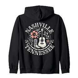 Nashville Tennessee Vintage Guitar Womens Zip Hoodie